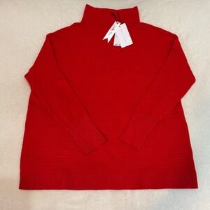 Chelsea & Theodore Women's XS/TP Red Ribbed Mock Neck Viscose Blend Sweater NWT